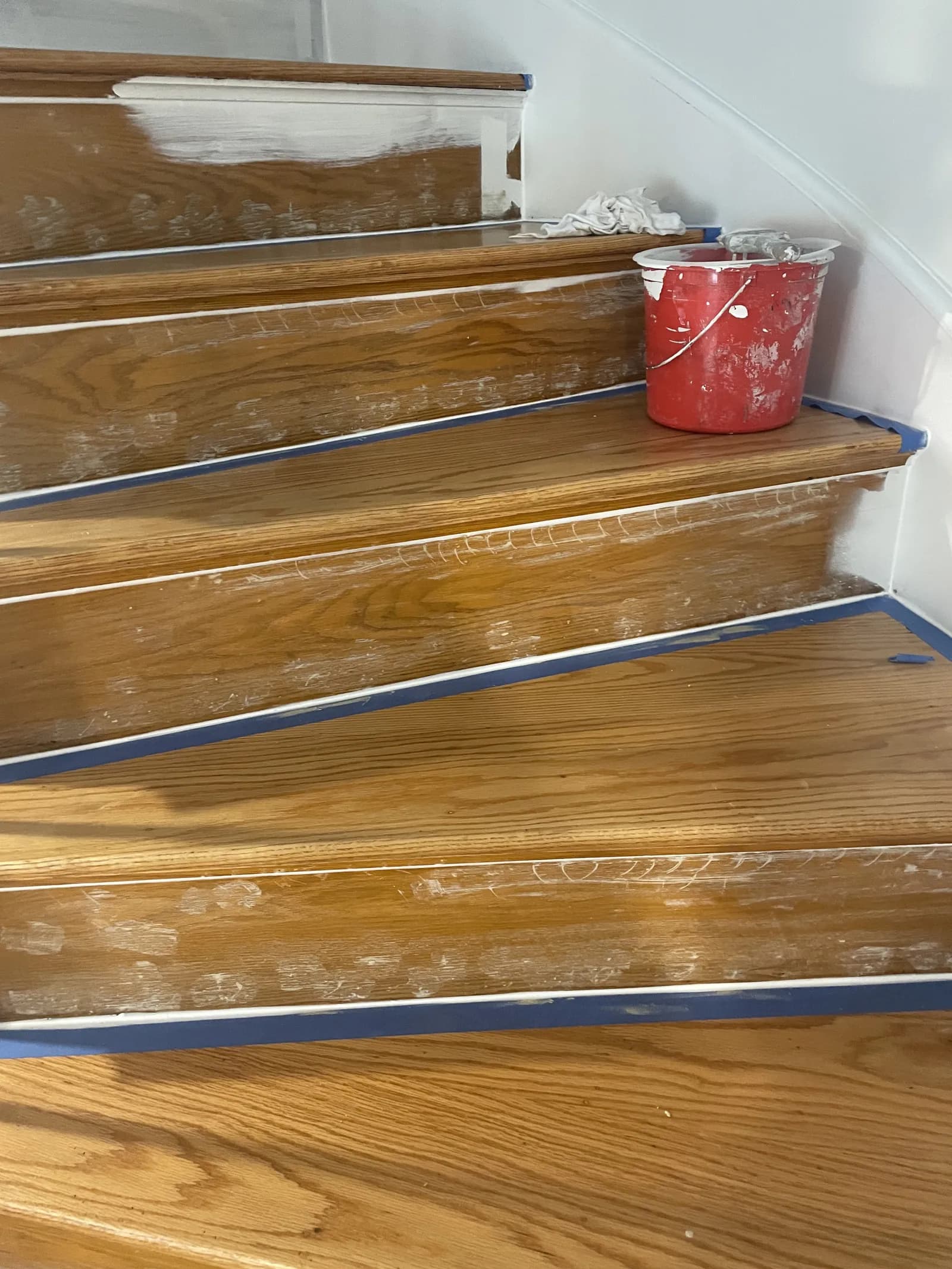 Interior stairs and railings repainted – before